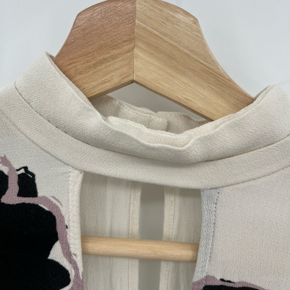 Free People S Say You Love Me Halter Cream Black Rose Key Hole Back Blouse - Picture 8 of 14